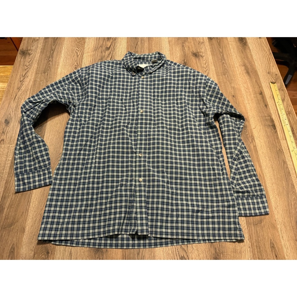 Eagle Crest Shirt Mens Size XL Blue Green Plaid Button Up Long Sleeve Shirt